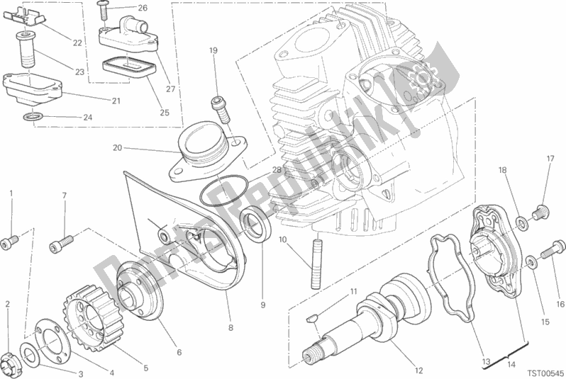 Toutes les pièces pour le Testa Orizzontale - Distribuzione du Ducati Scrambler Desert Sled Thailand USA 803 2018